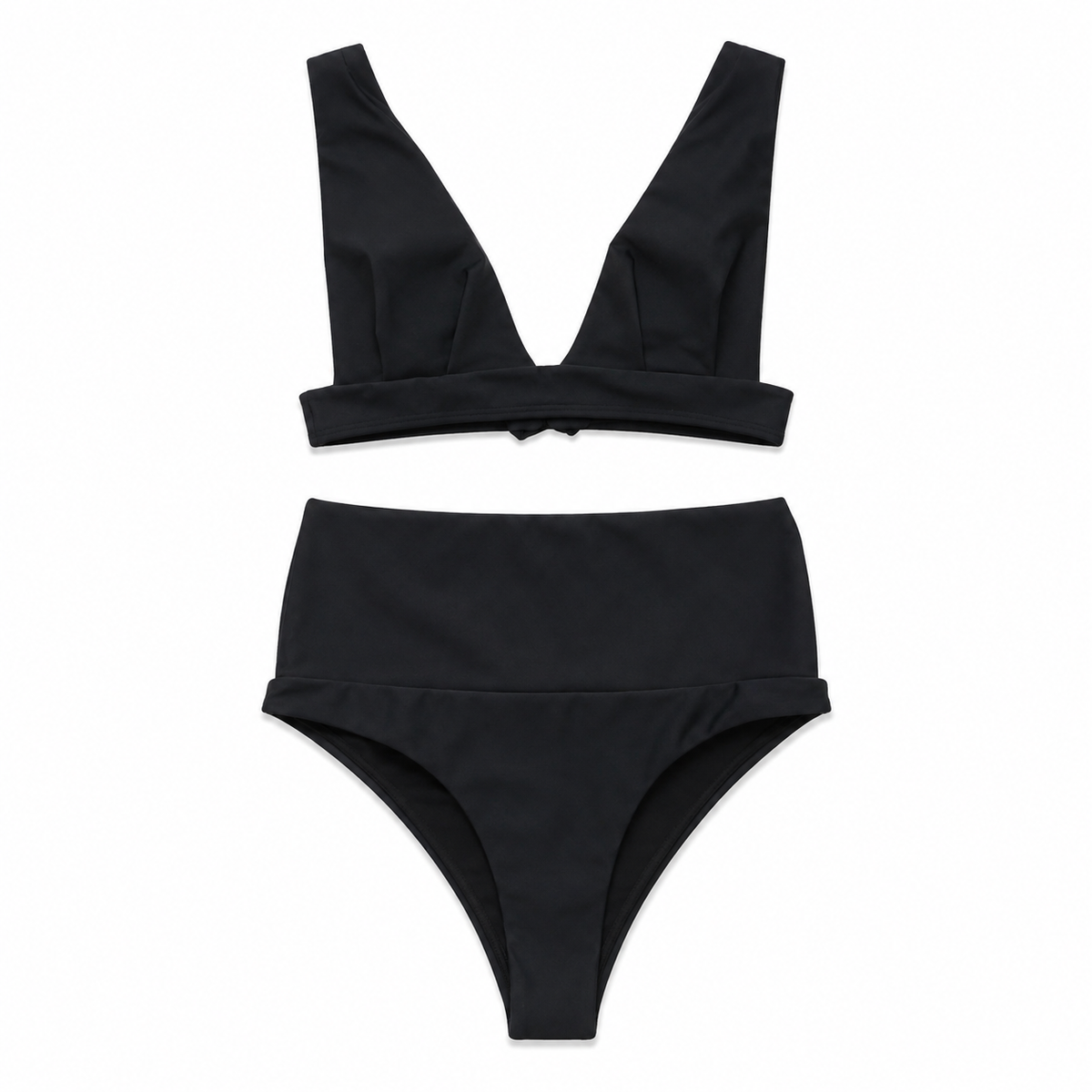 Bikini push-up z wysokim stanem i dekoltem V
