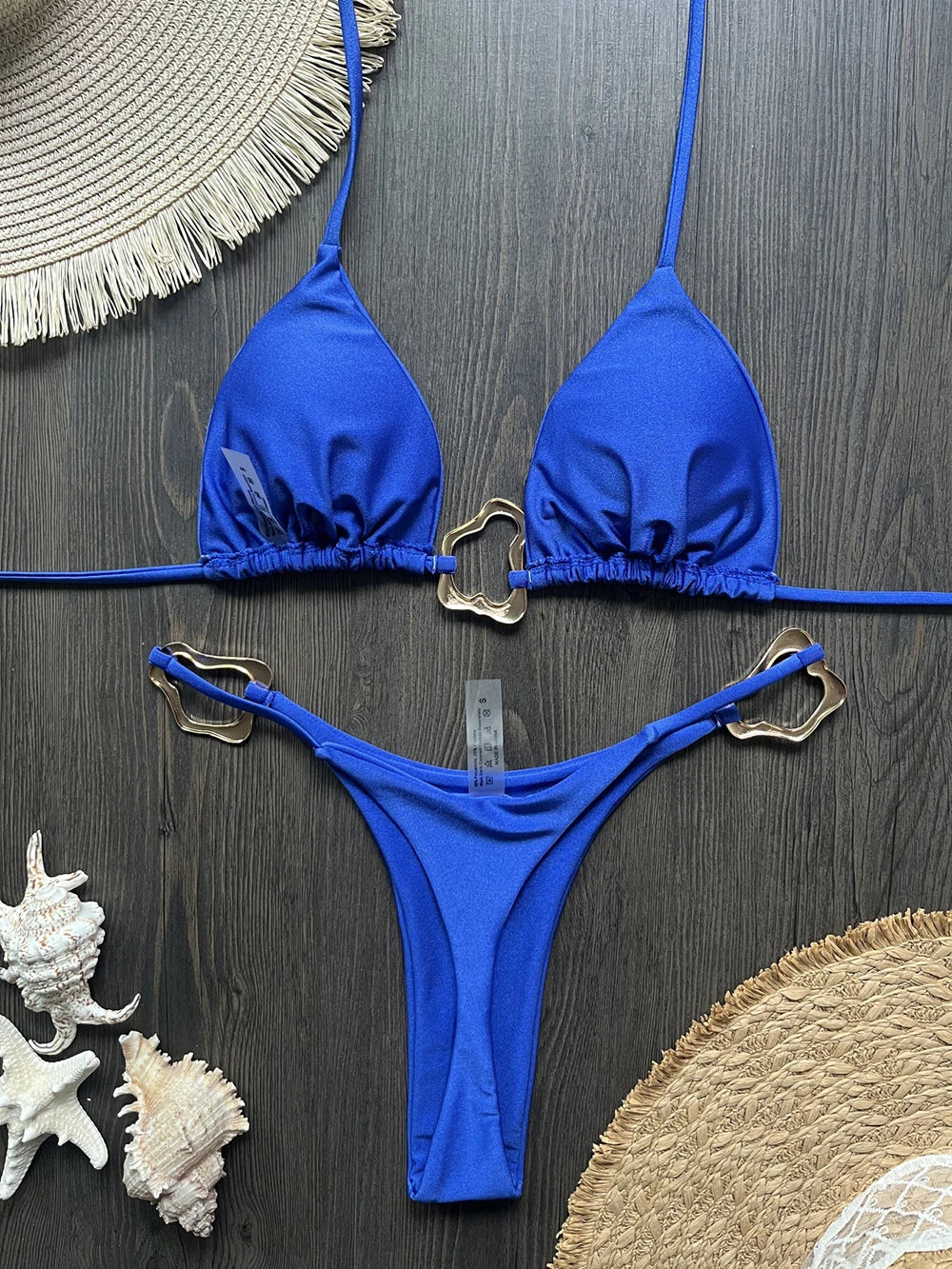 Dwuczęściowe bikini brazylijskie ze sznurowaniem i halterem