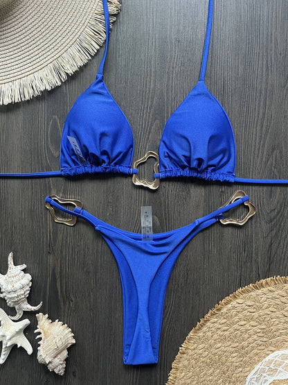 Dwuczęściowe bikini brazylijskie ze sznurowaniem i halterem