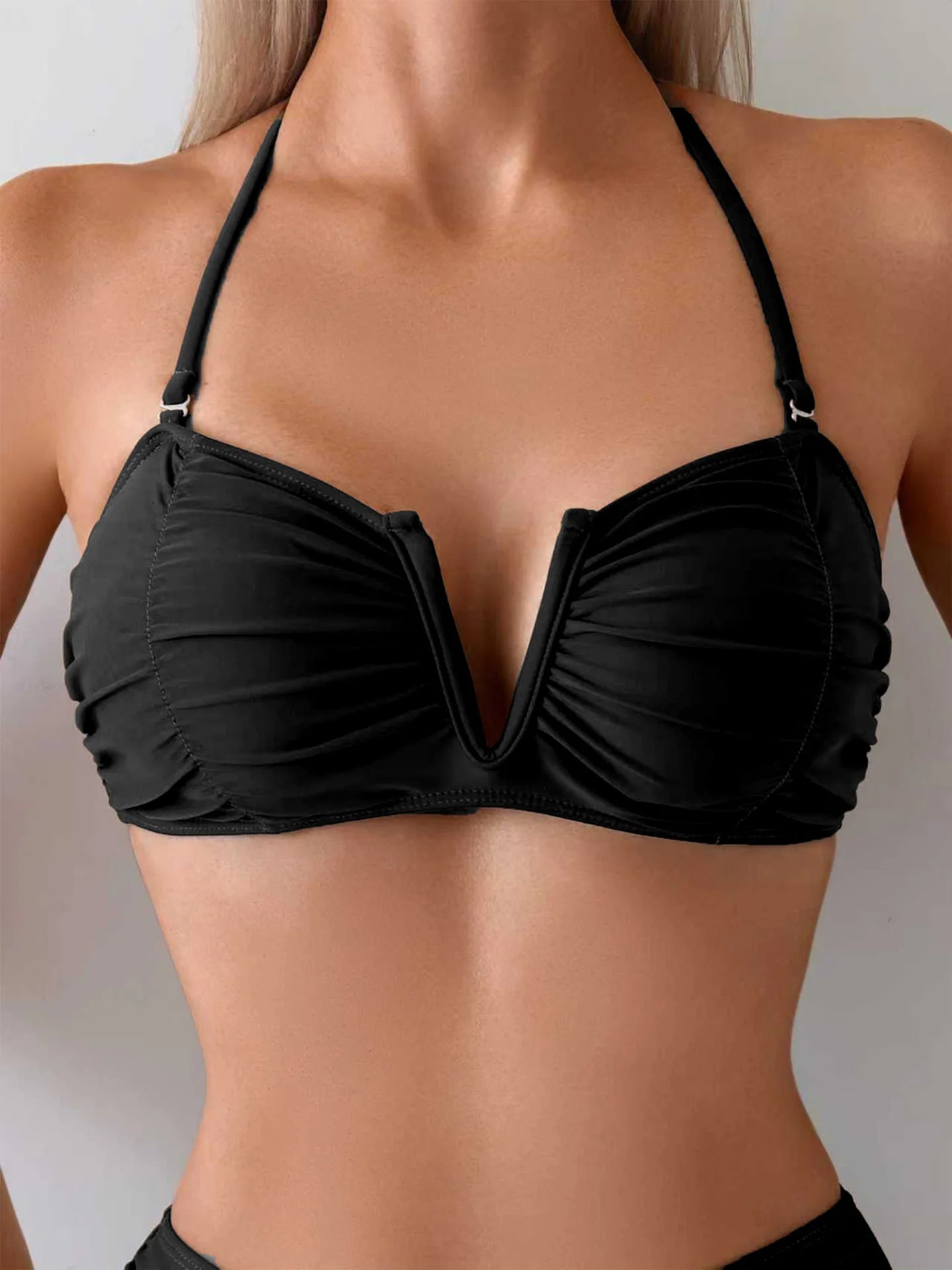 Bikini push-up z wysokim stanem i marszczeniem