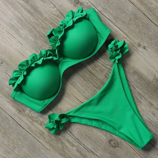 Bikini push-up z wiązaniem i kokardką