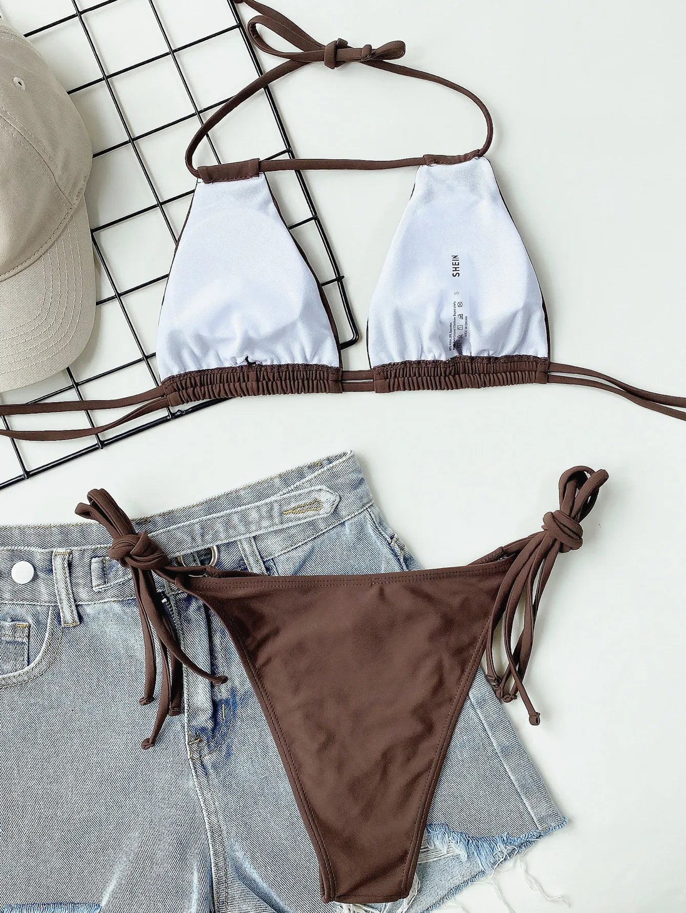 Dwuczęściowe bikini bandażowe z wiązaniem halter