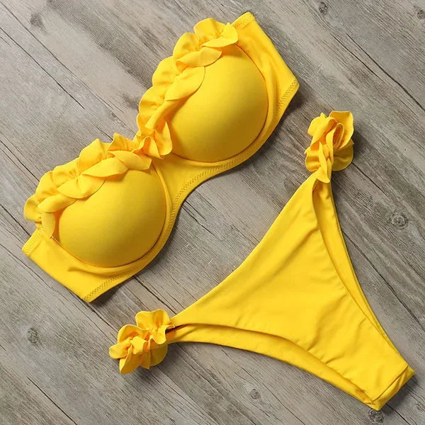 Bikini push-up z wiązaniem i kokardką