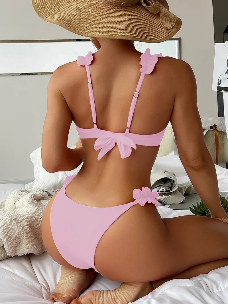 Bikini push-up z wiązaniem i kokardką