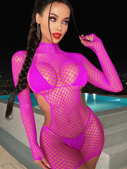 Ażurowa sukienka mini z siateczki