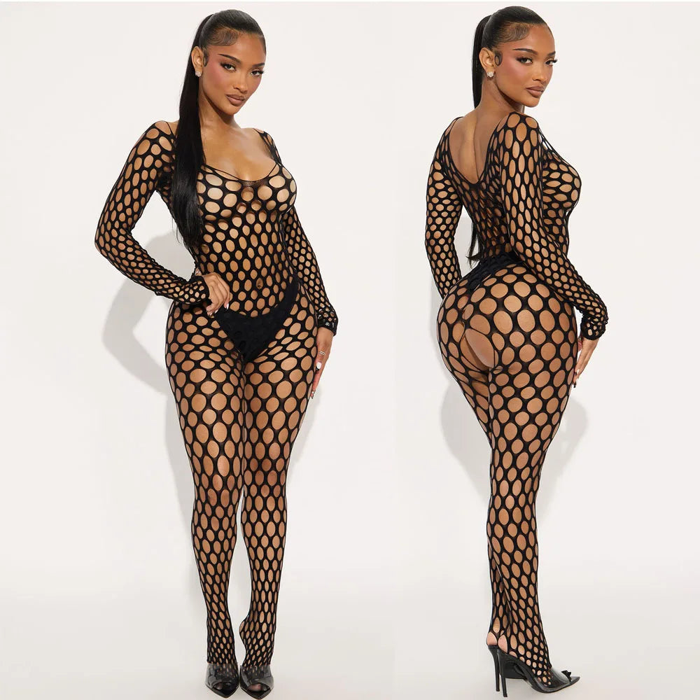Bodystocking z kwiatowej siateczki