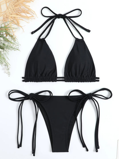 Dwuczęściowe bikini bandażowe z wiązaniem halter