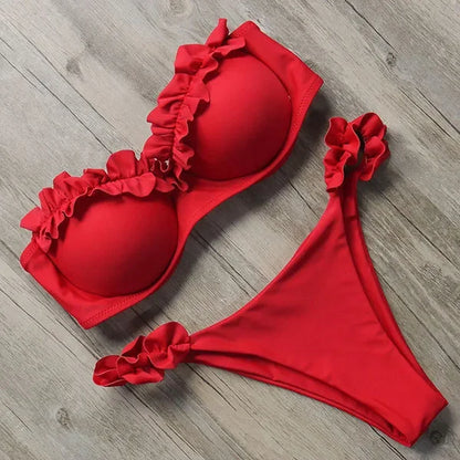 Bikini push-up z wiązaniem i kokardką