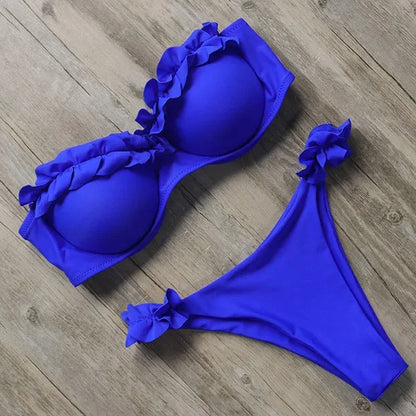 Bikini push-up z wiązaniem i kokardką