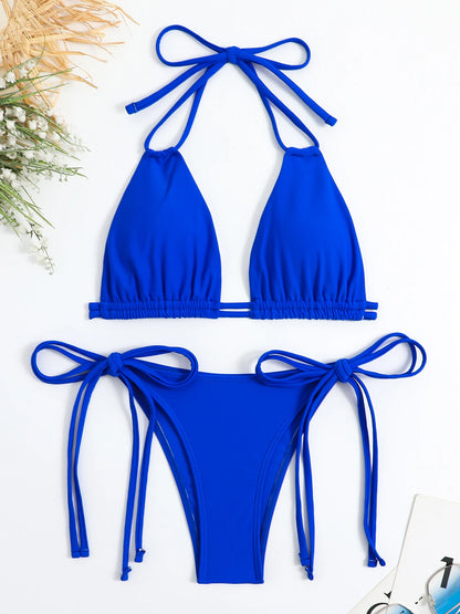 Dwuczęściowe bikini bandażowe z wiązaniem halter