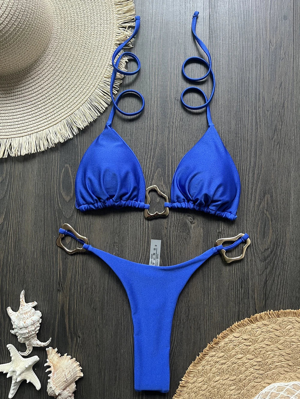 Dwuczęściowe bikini brazylijskie ze sznurowaniem i halterem