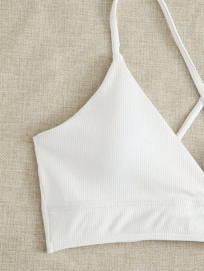 Dwuczęściowe bikini ze sznurowaniem i dekoltem V