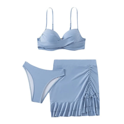Trzyczęściowe bikini push-up ze spódniczką