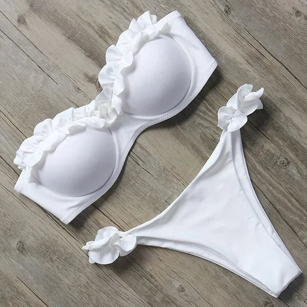 Bikini push-up z wiązaniem i kokardką