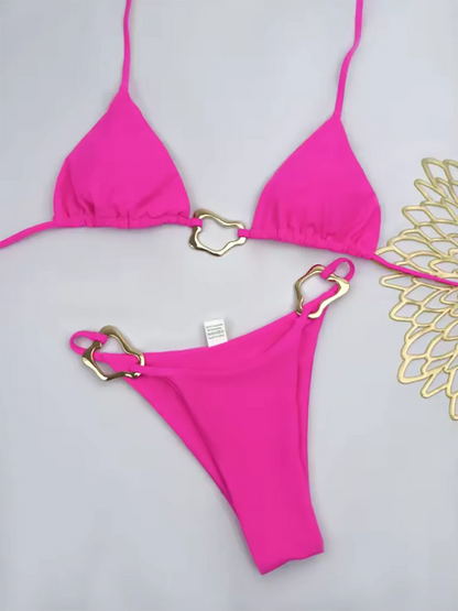 Dwuczęściowe bikini brazylijskie ze sznurowaniem i halterem