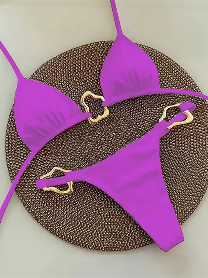 Dwuczęściowe bikini brazylijskie ze sznurowaniem i halterem