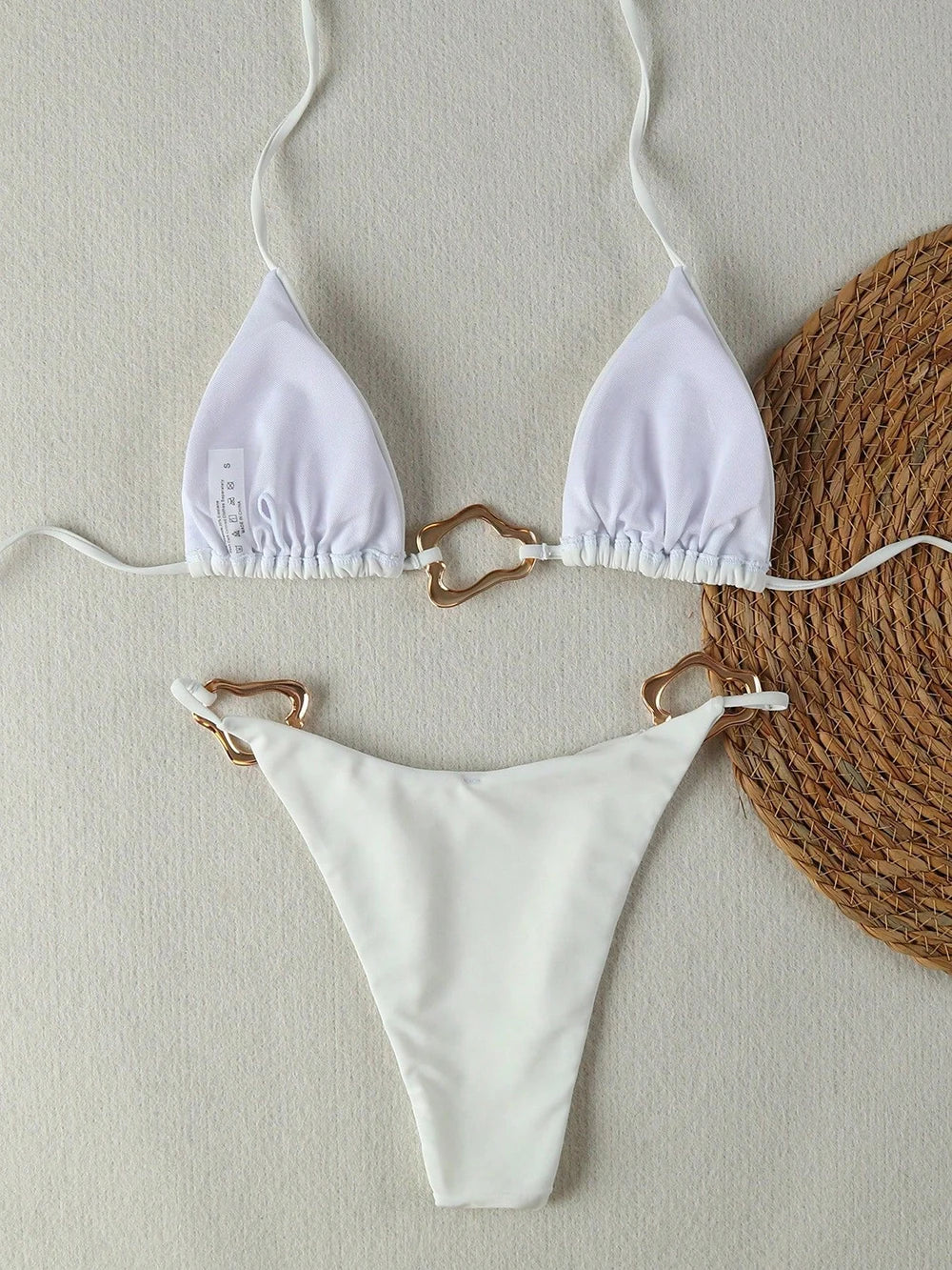 Dwuczęściowe bikini brazylijskie ze sznurowaniem i halterem