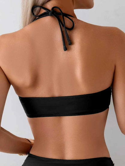 Bikini push-up z wysokim stanem i marszczeniem