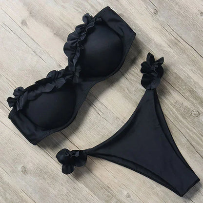 Bikini push-up z wiązaniem i kokardką